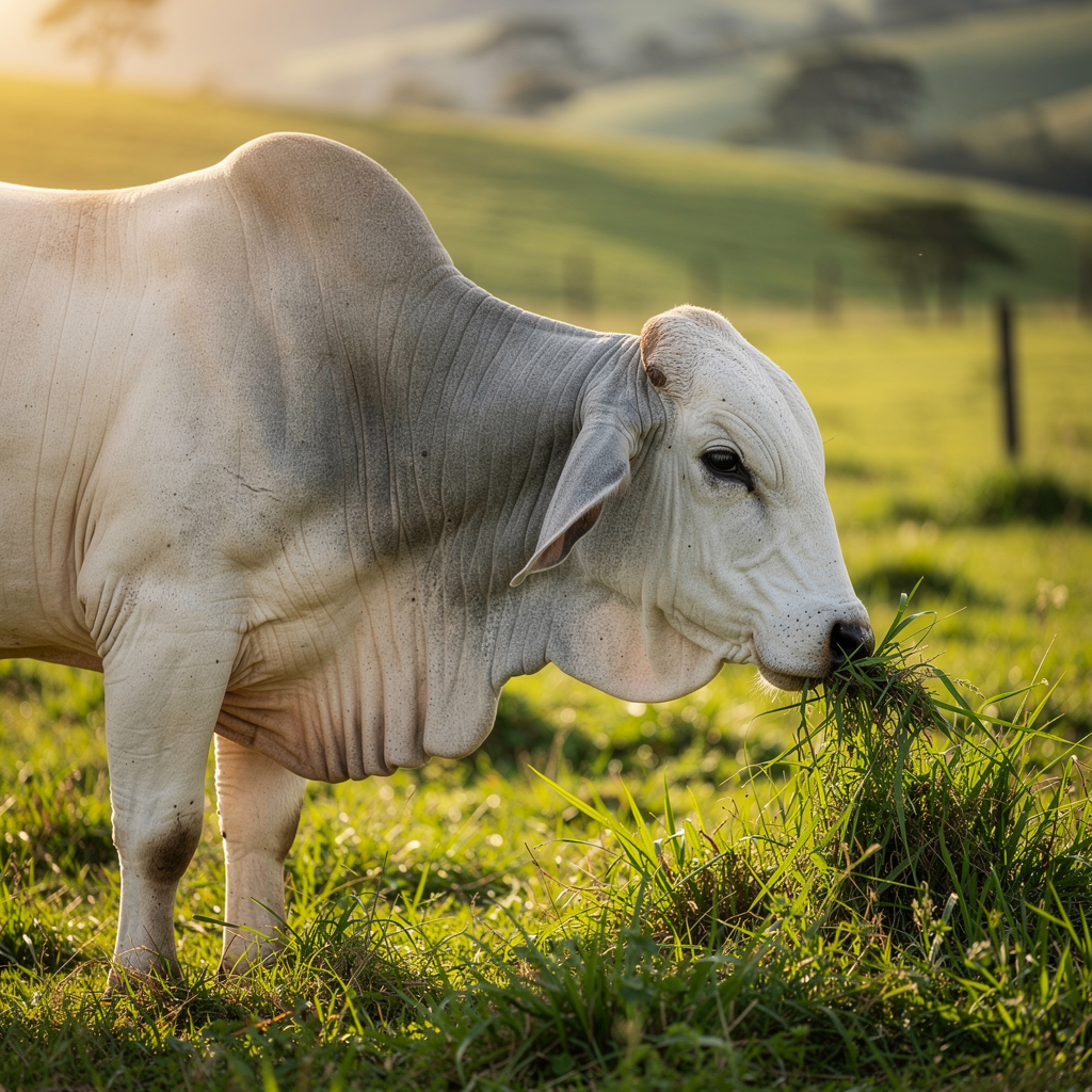 Brahman bull standing in a Colombian pasture